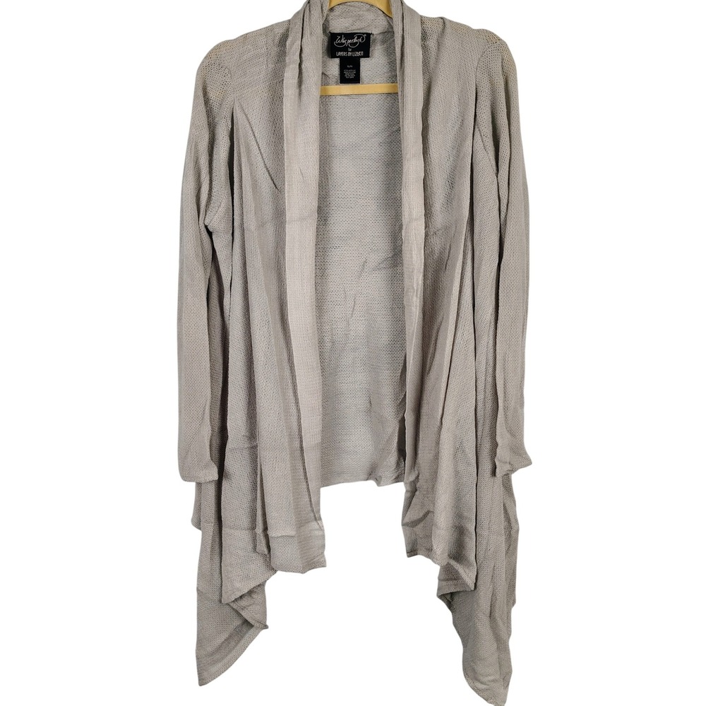Womens XL/1X Whisperlush Open Front Cardigan Grey Knit Draped Boho Gorpcore